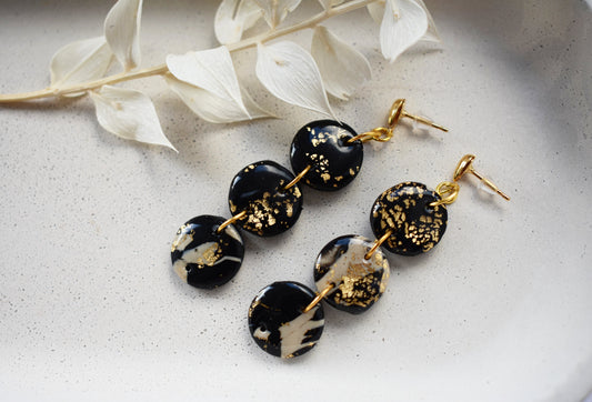 Three Tier Black Droplet Earrings - Signature Collection