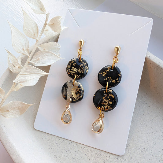 Two Tier Black Droplet Earrings - Signature Collection