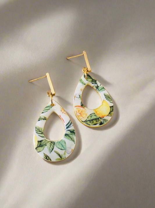 Lemon Oval Earrings - Summer Collection - Just Phoenix Designs