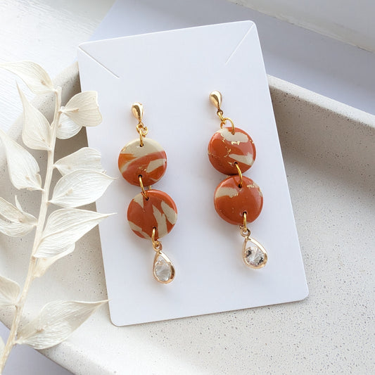 Two Tier Orange Droplet Earrings - Signature Collection